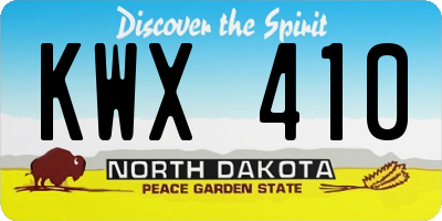 ND license plate KWX410