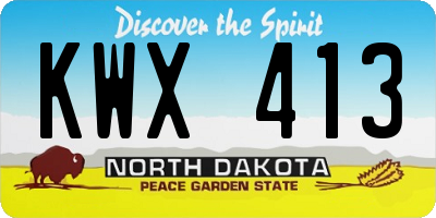 ND license plate KWX413