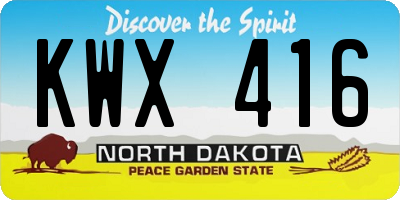 ND license plate KWX416