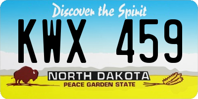 ND license plate KWX459