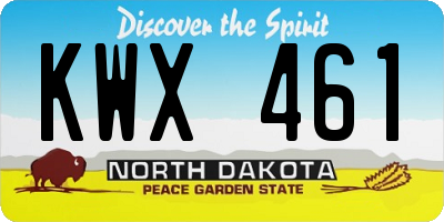 ND license plate KWX461