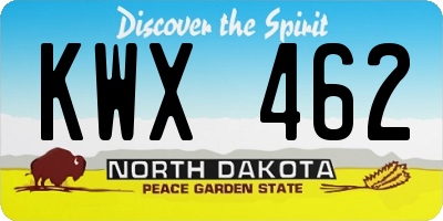 ND license plate KWX462