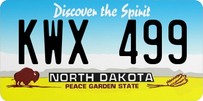 ND license plate KWX499