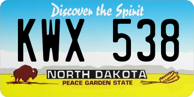 ND license plate KWX538