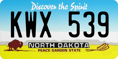 ND license plate KWX539