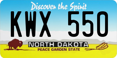 ND license plate KWX550