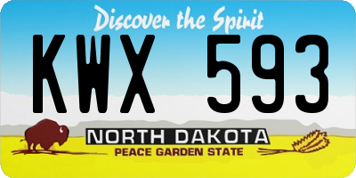 ND license plate KWX593