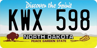 ND license plate KWX598