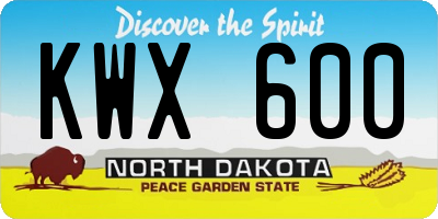 ND license plate KWX600