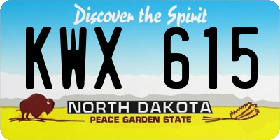 ND license plate KWX615