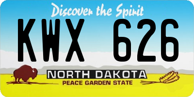 ND license plate KWX626