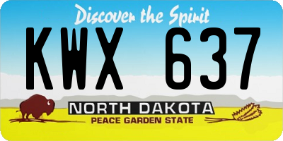 ND license plate KWX637
