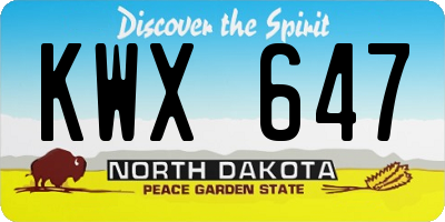 ND license plate KWX647