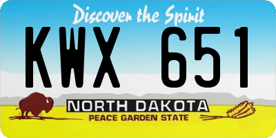 ND license plate KWX651