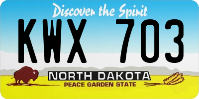 ND license plate KWX703