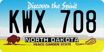 ND license plate KWX708