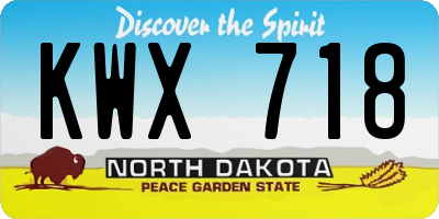 ND license plate KWX718