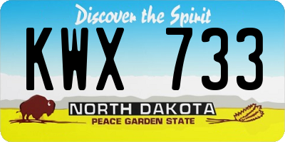 ND license plate KWX733