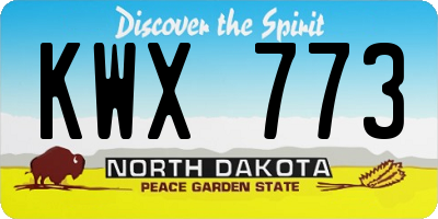 ND license plate KWX773