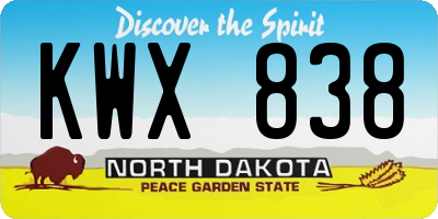 ND license plate KWX838