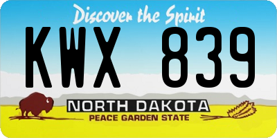 ND license plate KWX839