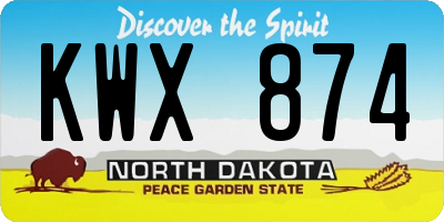 ND license plate KWX874