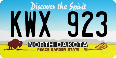 ND license plate KWX923
