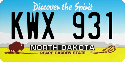 ND license plate KWX931