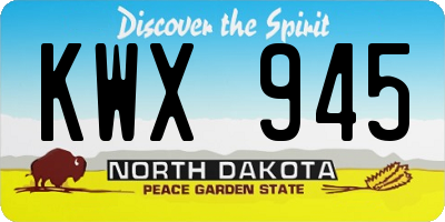 ND license plate KWX945