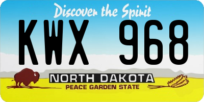 ND license plate KWX968
