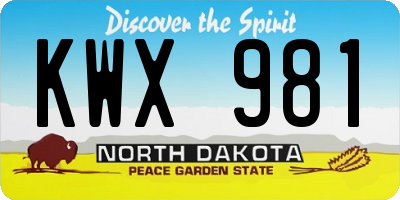 ND license plate KWX981