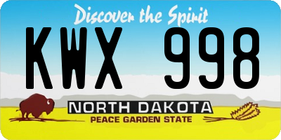 ND license plate KWX998