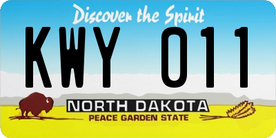ND license plate KWY011