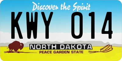 ND license plate KWY014