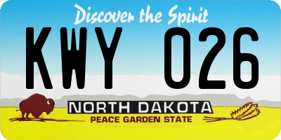 ND license plate KWY026