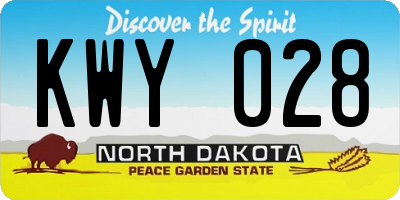 ND license plate KWY028