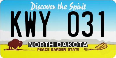 ND license plate KWY031