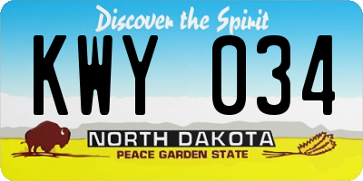 ND license plate KWY034