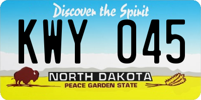 ND license plate KWY045