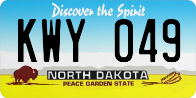 ND license plate KWY049