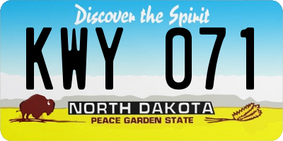 ND license plate KWY071