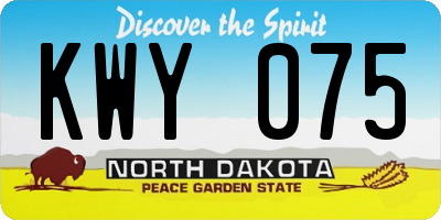 ND license plate KWY075