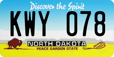 ND license plate KWY078