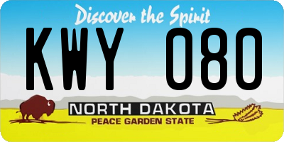 ND license plate KWY080