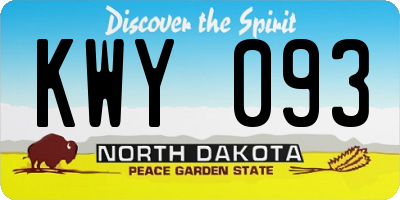 ND license plate KWY093
