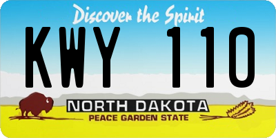 ND license plate KWY110