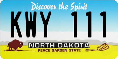 ND license plate KWY111