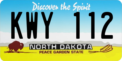 ND license plate KWY112