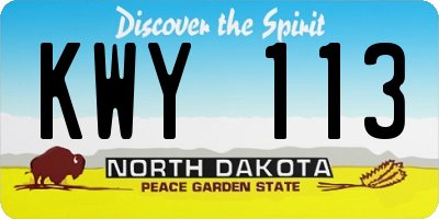 ND license plate KWY113