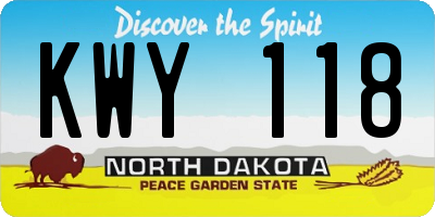 ND license plate KWY118